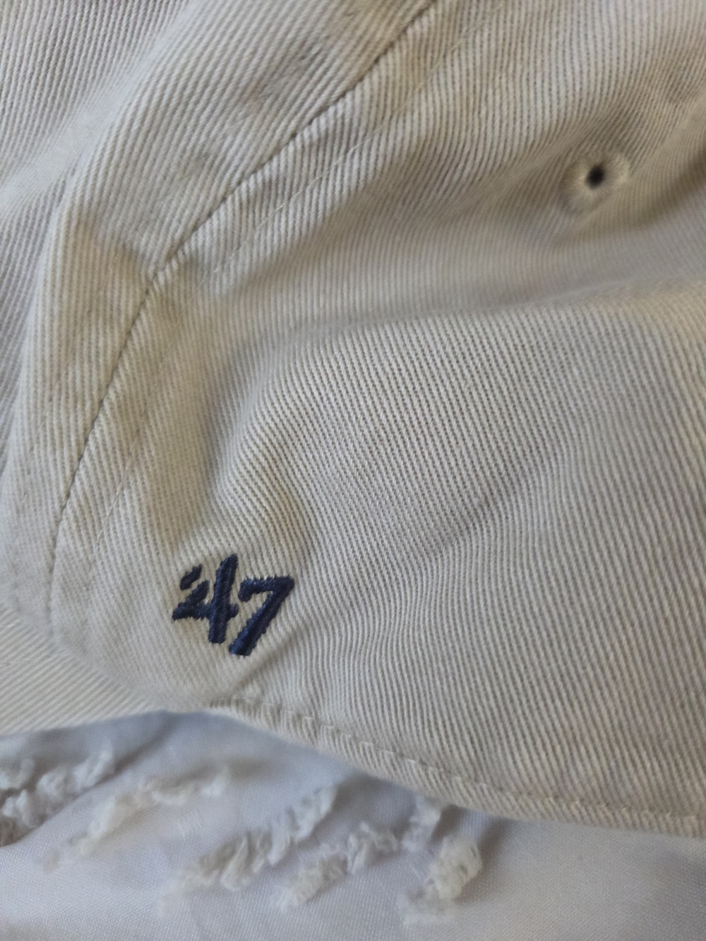 Beige Baseball Cap with Navy Embroidered Logo - Picture 2 of 2